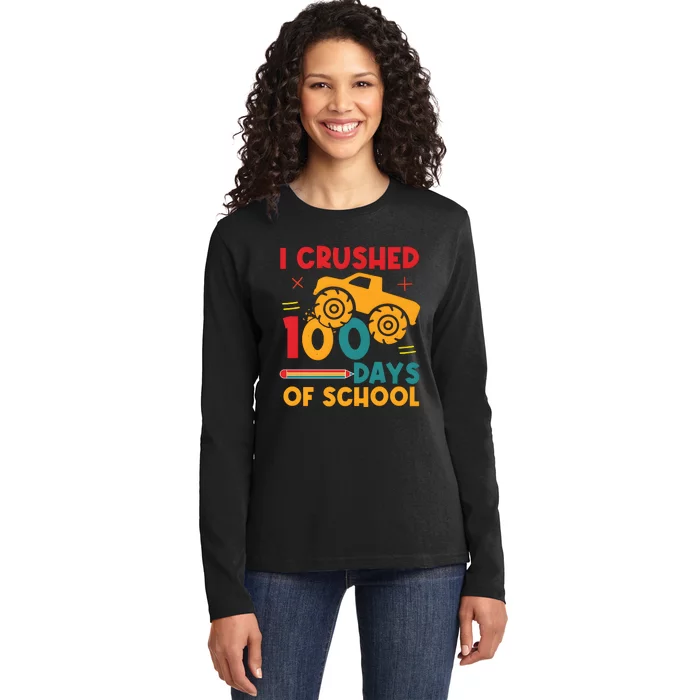 I Crushed 100 Days Of School Ladies Long Sleeve Shirt