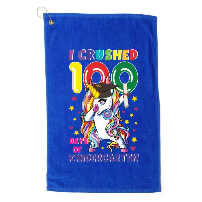 I Crushed 100 Day Of Kindergarten Unicorn Teacher Cute Gift Platinum Collection Golf Towel