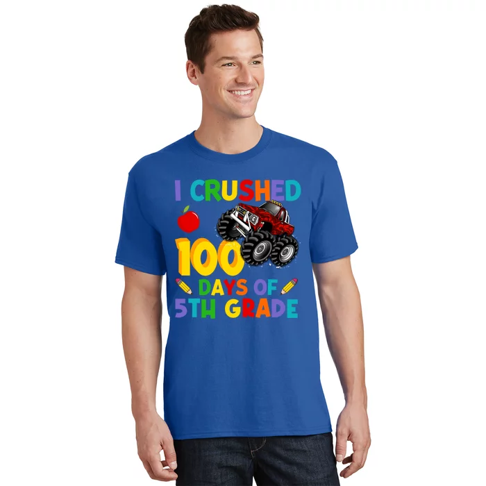 I Crushed 100 Days Of 5th Grade School Monster Truck Gift T-Shirt