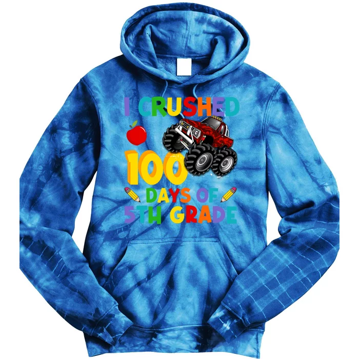 I Crushed 100 Days Of 5th Grade School Monster Truck Gift Tie Dye Hoodie