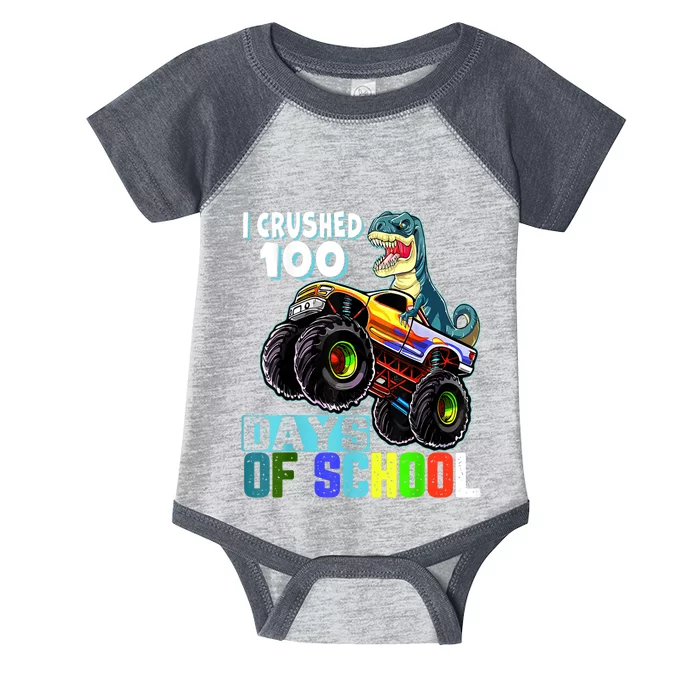 I Crushed 100 Days Of School Funny Trex 100th Day Of School Infant Baby Jersey Bodysuit