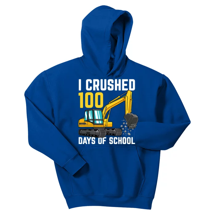 I Crushed 100 Days Of School Boy Excavator Kids Hoodie