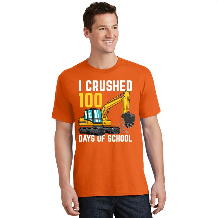 I Crushed 100 Days Of School Boy Excavator T-Shirt