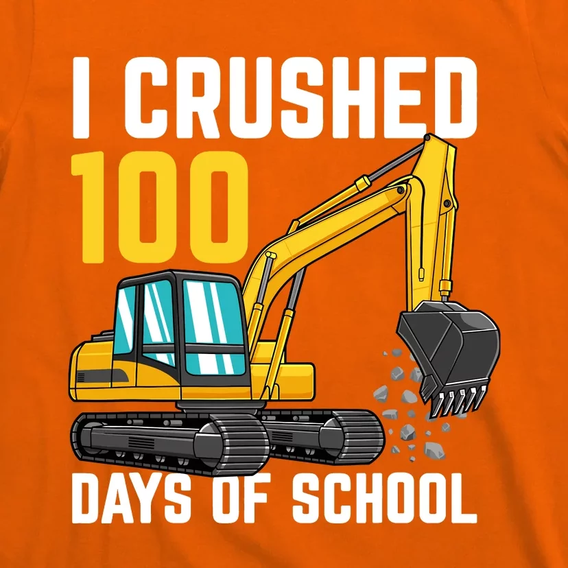 I Crushed 100 Days Of School Boy Excavator T-Shirt