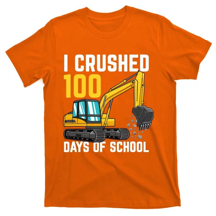 I Crushed 100 Days Of School Boy Excavator T-Shirt