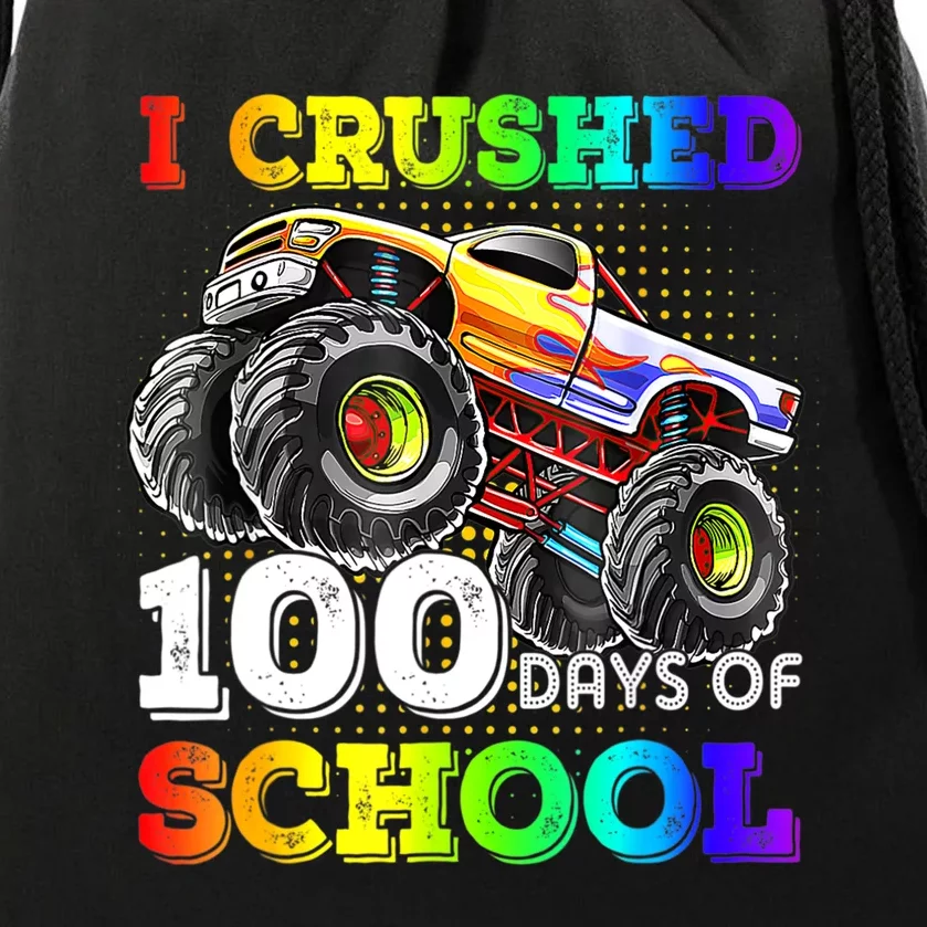 I Crushed 100 Days Of School Monster Truck For Drawstring Bag