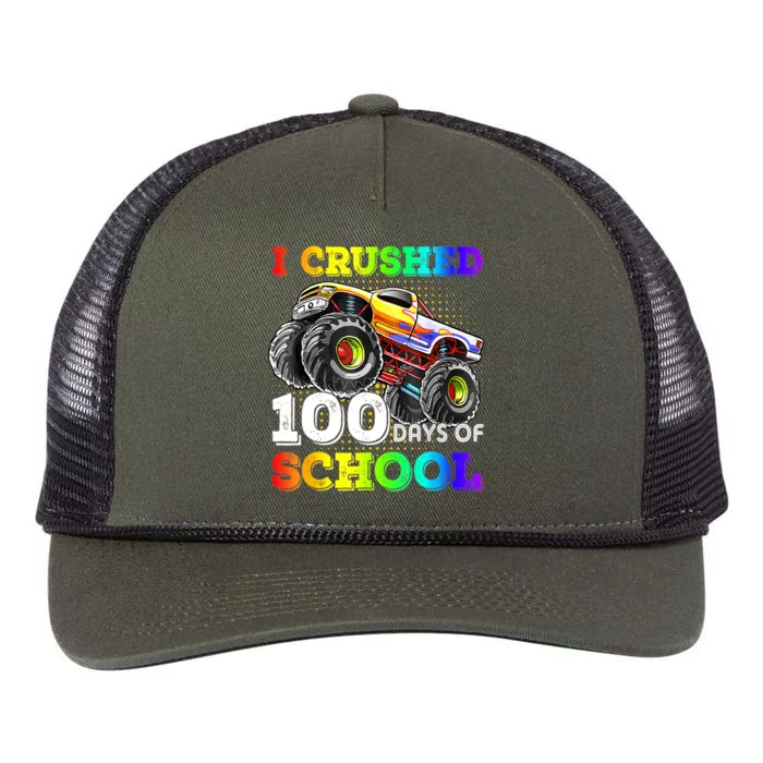 I Crushed 100 Days Of School Monster Truck For Retro Rope Trucker Hat Cap