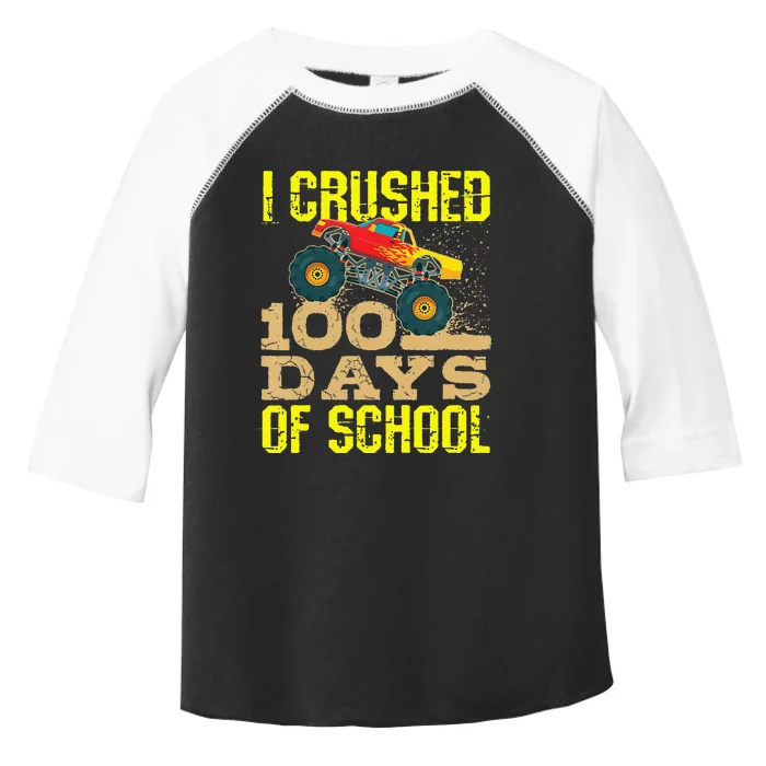 I Crushed 100 Days Of School Monster Truck Toddler Fine Jersey T-Shirt