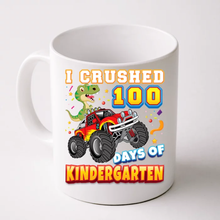 I Crushed 100 Days Of Kindergarten 100th Day School Monster Gift Front & Back Coffee Mug