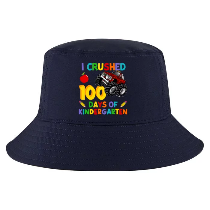 I Crushed 100 Days Of Kindergarten School Monster Truck Gift Cool Comfort Performance Bucket Hat