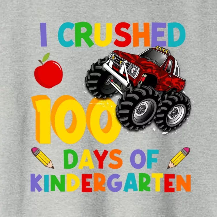 I Crushed 100 Days Of Kindergarten School Monster Truck Gift Women's Crop Top Tee