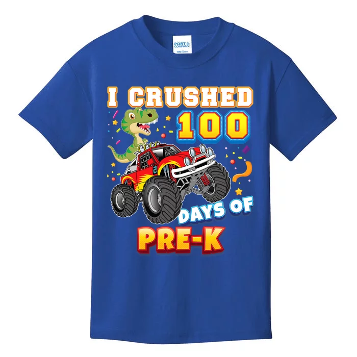 I Crushed 100 Days Of Pre K 100th Day School Monster Car Gift Kids T-Shirt