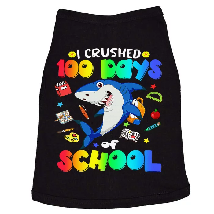 I Crushed 100 Days of School Funny Shark Lover Doggie Tank