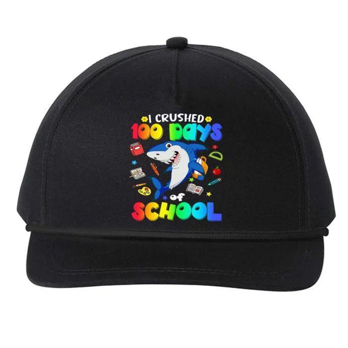 I Crushed 100 Days of School Funny Shark Lover Snapback Five-Panel Rope Hat