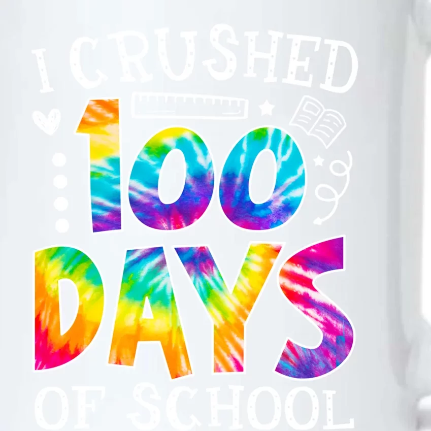 I Crushed 100 Days Of School 100 Days Smarter Tie Dye Cute Gift Black Color Changing Mug