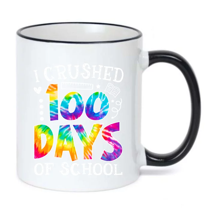 I Crushed 100 Days Of School 100 Days Smarter Tie Dye Cute Gift Black Color Changing Mug