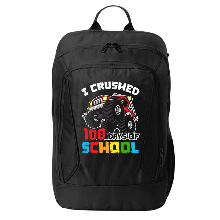 I Crushed 100 Days Of School 100th Day Of Monster Truck Cute Gift City Backpack