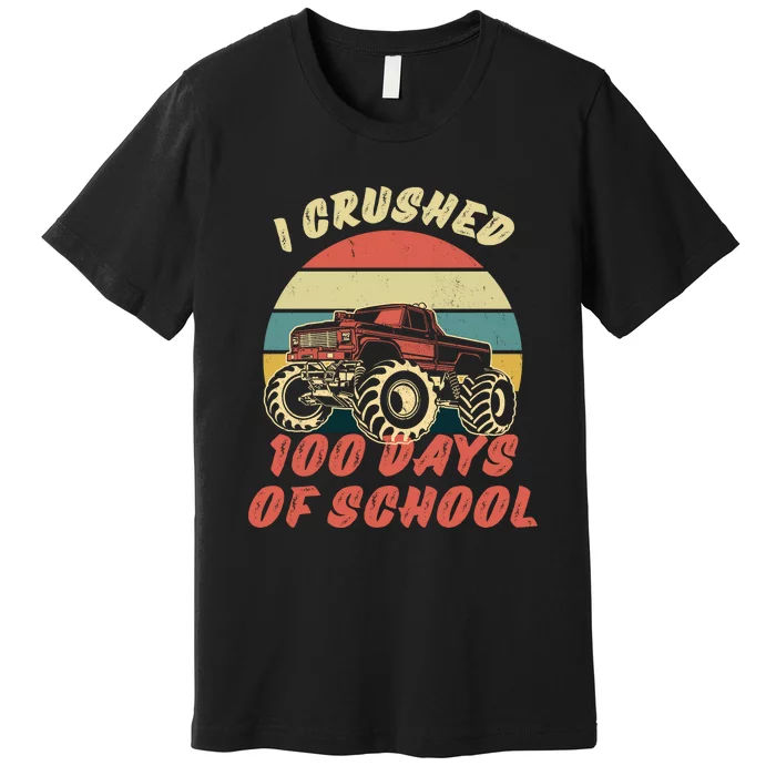 I Crushed 100 Days Of School Funny Retro Vintage Premium T-Shirt