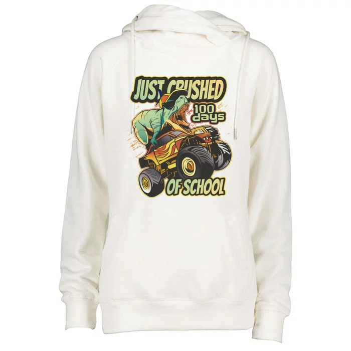 I Crushed 100 Days Of School 100th Day Tgiftrex Funny 100th Gift Womens Funnel Neck Pullover Hood