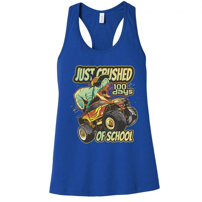 I Crushed 100 Days Of School 100th Day Tgiftrex Funny 100th Gift Women's Racerback Tank