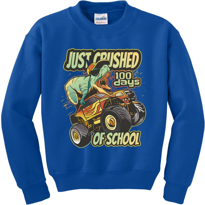 I Crushed 100 Days Of School 100th Day Tgiftrex Funny 100th Gift Kids Sweatshirt