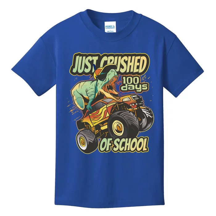 I Crushed 100 Days Of School 100th Day Tgiftrex Funny 100th Gift Kids T-Shirt