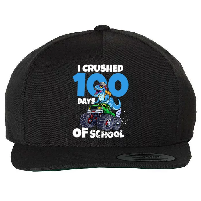 I Crushed 100 Days Of School T Rex 100th Day Of School Gift Wool Snapback Cap