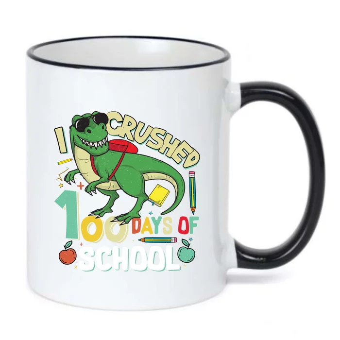 I Crushed 100 Days Of School T Rex Dinosaur Funny Great Gift Black Color Changing Mug