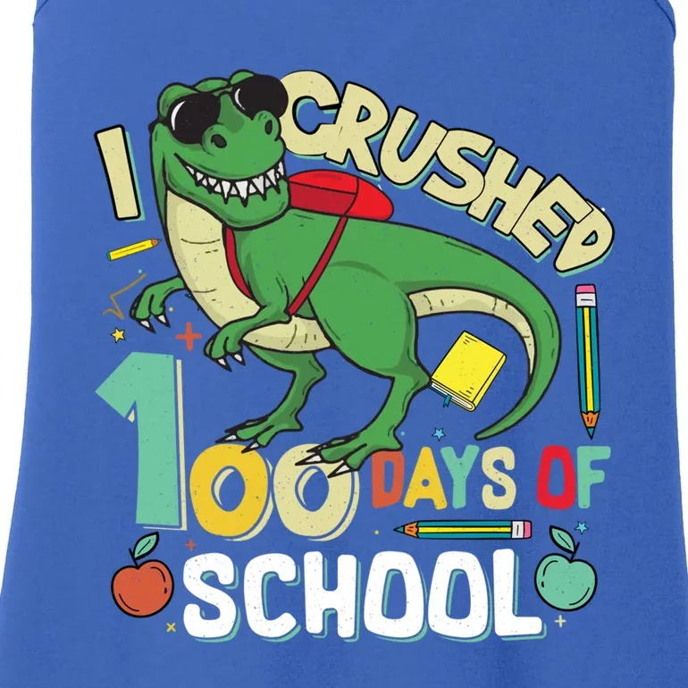 I Crushed 100 Days Of School T Rex Dinosaur Funny Great Gift Ladies Essential Tank