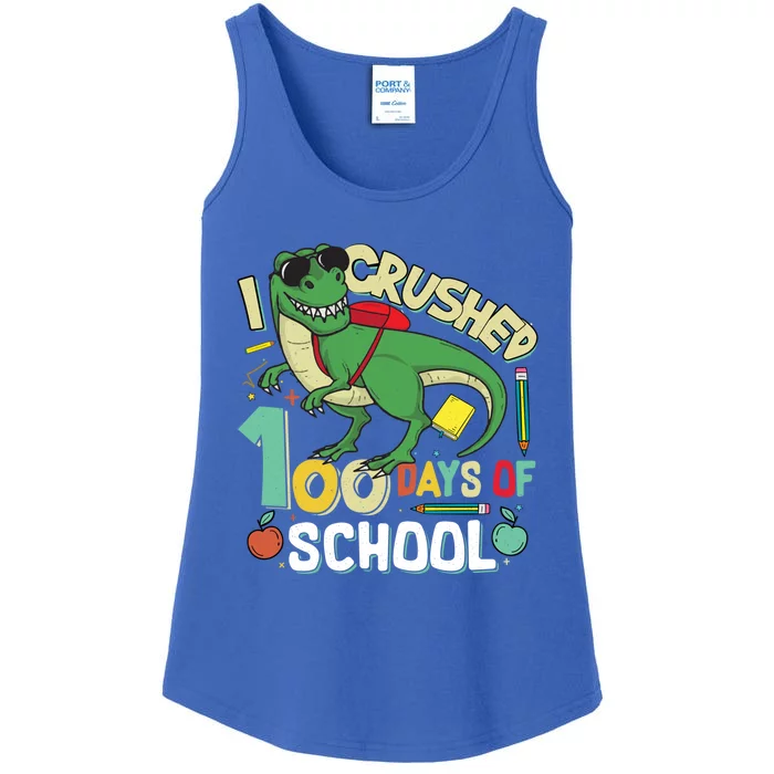 I Crushed 100 Days Of School T Rex Dinosaur Funny Great Gift Ladies Essential Tank