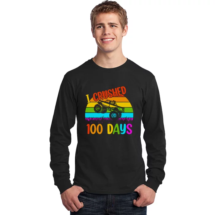 Kids I Crushed 100 Days Of School Boys Monster Long Sleeve Shirt