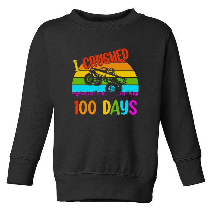 Kids I Crushed 100 Days Of School Boys Monster Toddler Sweatshirt