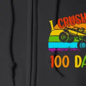 Kids I Crushed 100 Days Of School Boys Monster Full Zip Hoodie