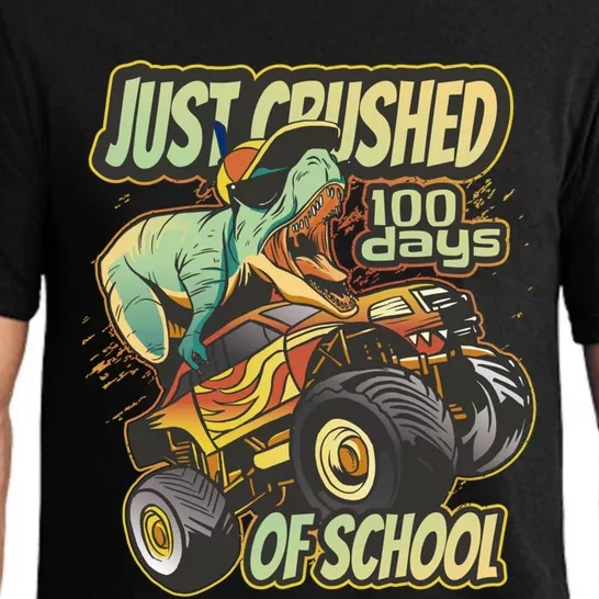 I Crushed 100 Days Of School Tmeaningful Giftrex Monster Truck Gift Pajama Set