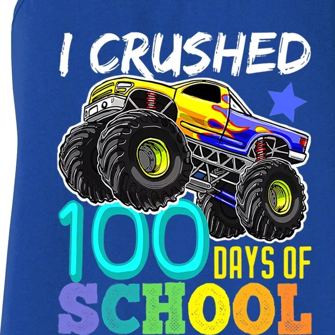 I Crushed 100 Days Of School Tee Monster Truck Cute Gift Women's Racerback Tank