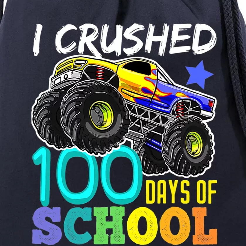 I Crushed 100 Days Of School Tee Monster Truck Cute Gift Drawstring Bag