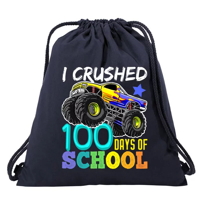 I Crushed 100 Days Of School Tee Monster Truck Cute Gift Drawstring Bag