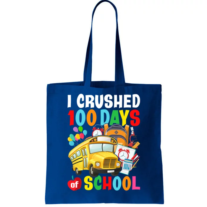 I Crushed 100 Days Of School Schoolbus Gift Tote Bag