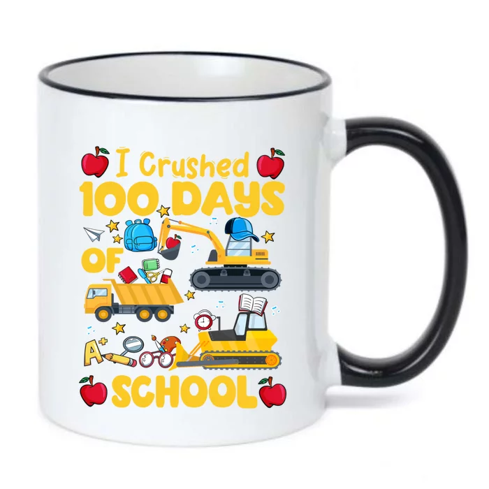 I Crushed 100 Days Of School Tee Construction Vehicle Cute Gift Black Color Changing Mug