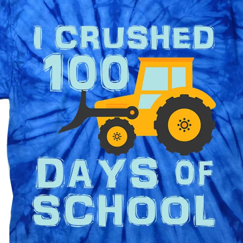 I Crushed 100 Days Of School Tractor Truck Lover Funny Gift Tie-Dye T-Shirt