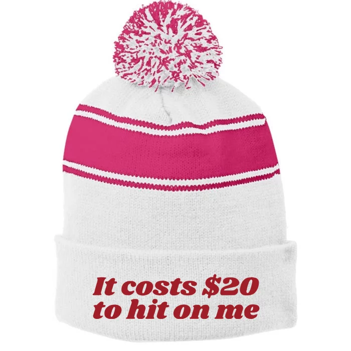 It Costs 20 To Hit On Me Stripe Pom Pom Beanie