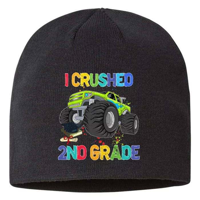 I Crushed 2nd Grade Funny Monster Truck Graduation Gifts 8 1/2in Sustainable Knit Beanie