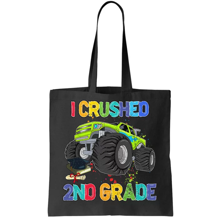 I Crushed 2nd Grade Funny Monster Truck Graduation Gifts Tote Bag