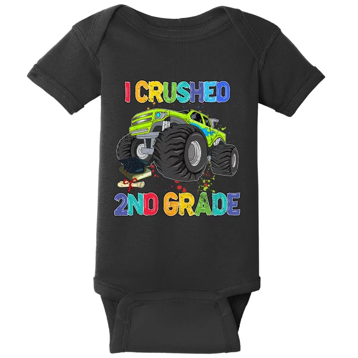 I Crushed 2nd Grade Funny Monster Truck Graduation Gifts Baby Bodysuit