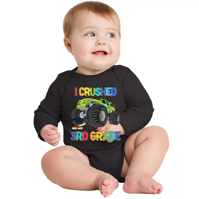 I Crushed 3rd Grade Funny Monster Truck Graduation Gifts Baby Long Sleeve Bodysuit