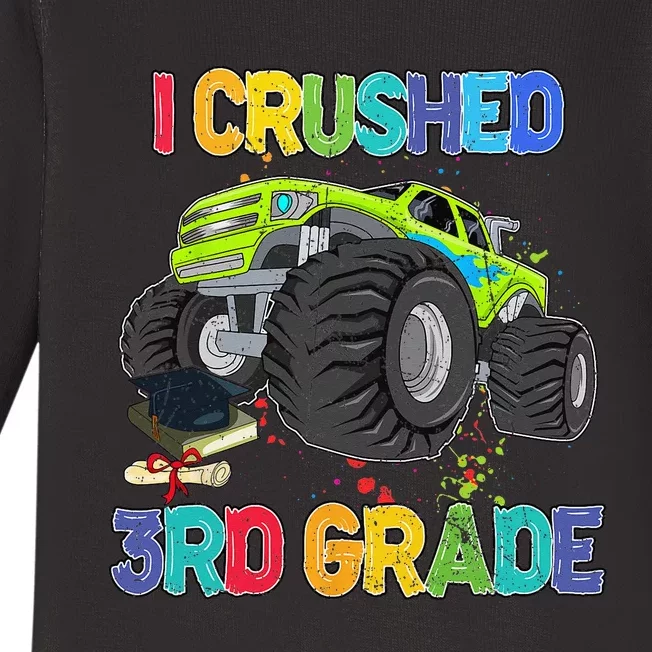 I Crushed 3rd Grade Funny Monster Truck Graduation Gifts Baby Long Sleeve Bodysuit