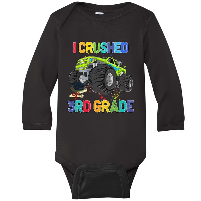 I Crushed 3rd Grade Funny Monster Truck Graduation Gifts Baby Long Sleeve Bodysuit