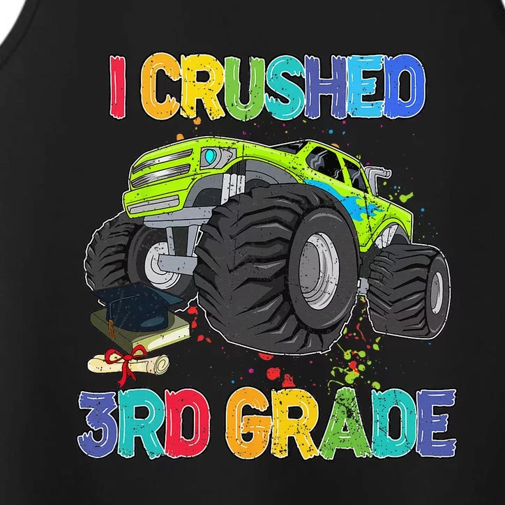 I Crushed 3rd Grade Funny Monster Truck Graduation Gifts Performance Tank