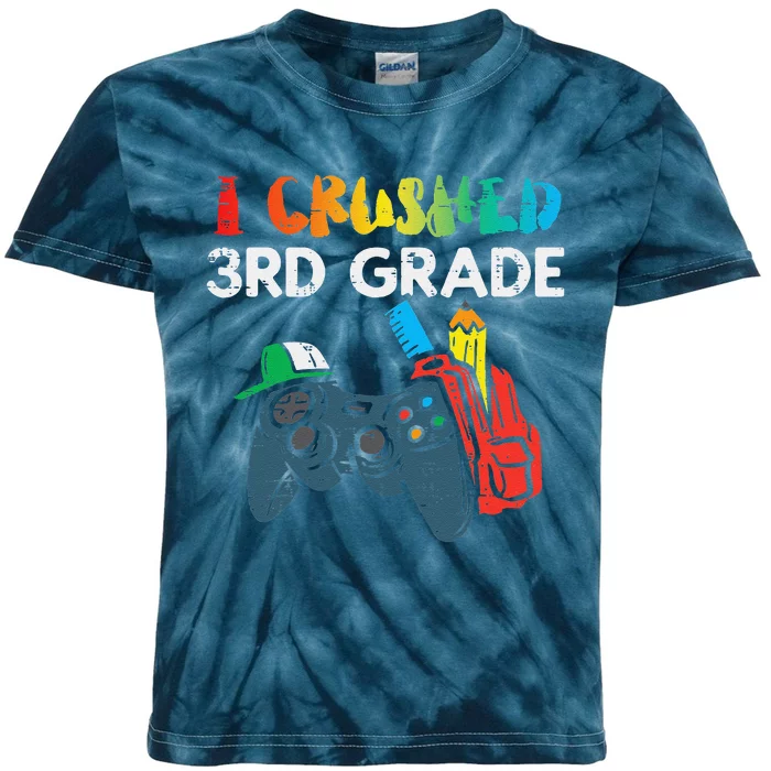 I Crushed 3rd Grade Game Controller Last Day Of School Kids Tie-Dye T-Shirt