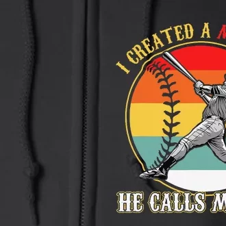 I Created A Monster He Call Me Dad Baseball Father's Day Full Zip Hoodie